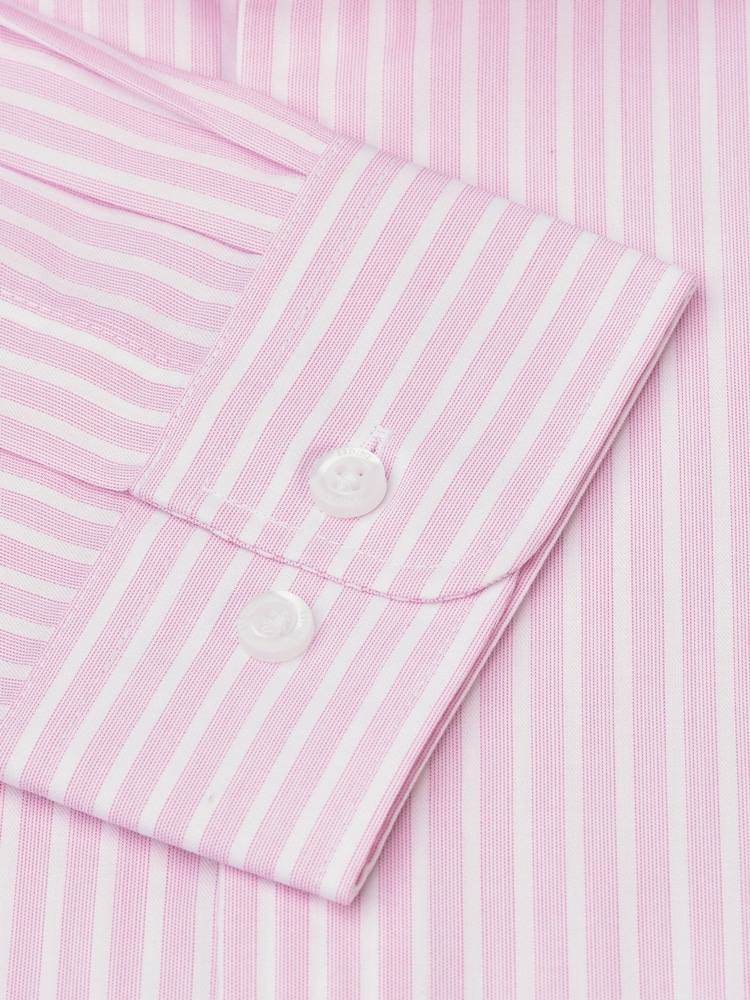 Brook Taverner Pink Dobby EOE Stripe Long Sleeve 100% Cotton Shirt - Image 5 of 5
