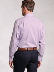 Brook Taverner Purple Dobby Texture Long Sleeve 100% Cotton Shirt - Image 2 of 5