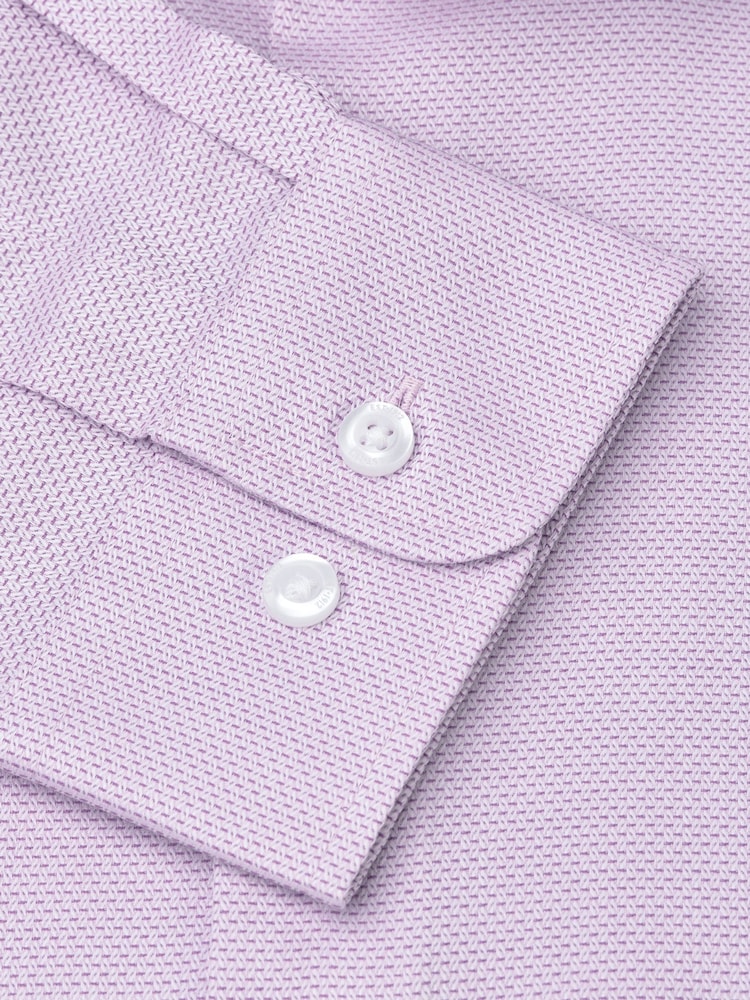 Brook Taverner Purple Dobby Texture Long Sleeve 100% Cotton Shirt - Image 5 of 5
