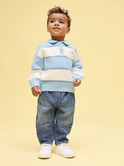 Azul claro - Polo de punto a rayas estilo rugby (3 meses - 7 años) - Imagen 1 de 6