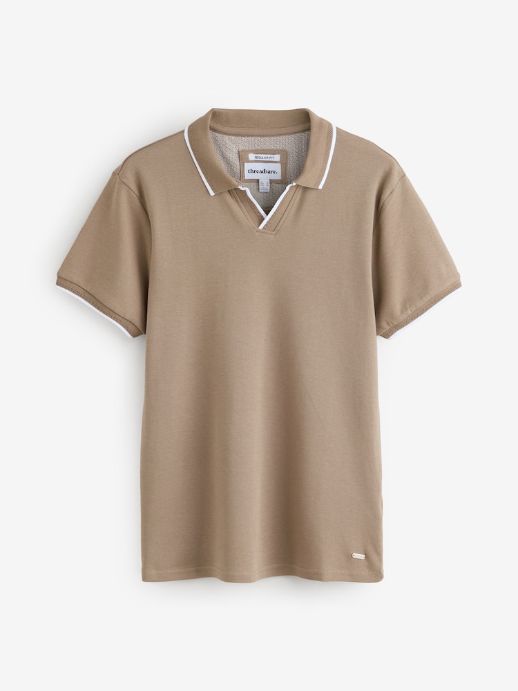 Threadbare Brown Interlock Trophy Neck 100% Cotton Polo Shirt - Image 5 of 5 Threadbare Brown Interlock Trophy Neck 100% Cotton Polo Shirt - Image 5 of 5