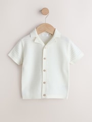 Ecru Revere Collar Short Sleeve Knitted Polo Shirt (3mths-7yrs) - Image 4 of 7
