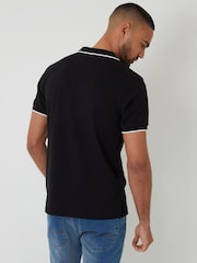 Threadbare Black Interlock Trophy Neck 100% Cotton Polo Shirt - Image 2 of 5