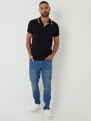 Threadbare Black Interlock Trophy Neck 100% Cotton Polo Shirt - Image 3 of 5