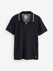 Threadbare Black Interlock Trophy Neck 100% Cotton Polo Shirt - Image 5 of 5