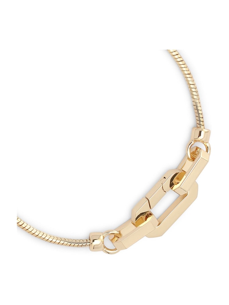 AllSaints Gold Tone Rope Chain Hexagon Link Strand Bracelet - Image 2 of 3