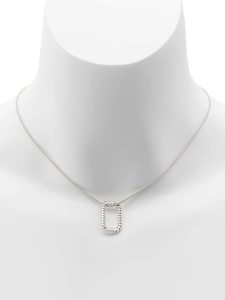 AllSaints Silver Tone  Rope Hexagon Pendant Necklace - Image 3 of 3