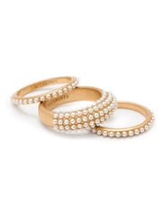 AllSaints Gold Pearl Trio Ring Set - Image 2 of 5