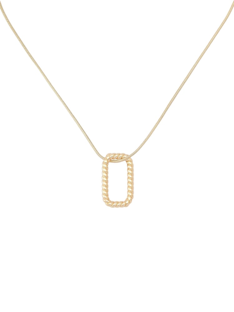 AllSaints Gold Tone Rope Hexagon Pendant Necklace - Image 2 of 3 AllSaints Gold Tone Rope Hexagon Pendant Necklace - Image 2 of 3