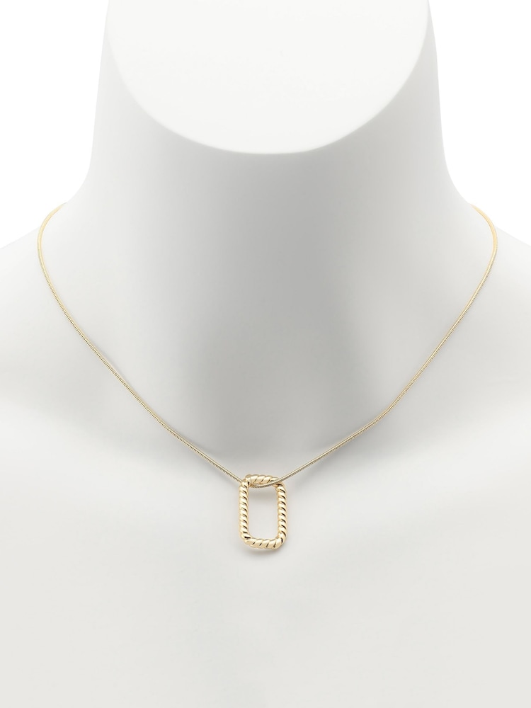 AllSaints Gold Tone Rope Hexagon Pendant Necklace - Image 3 of 3