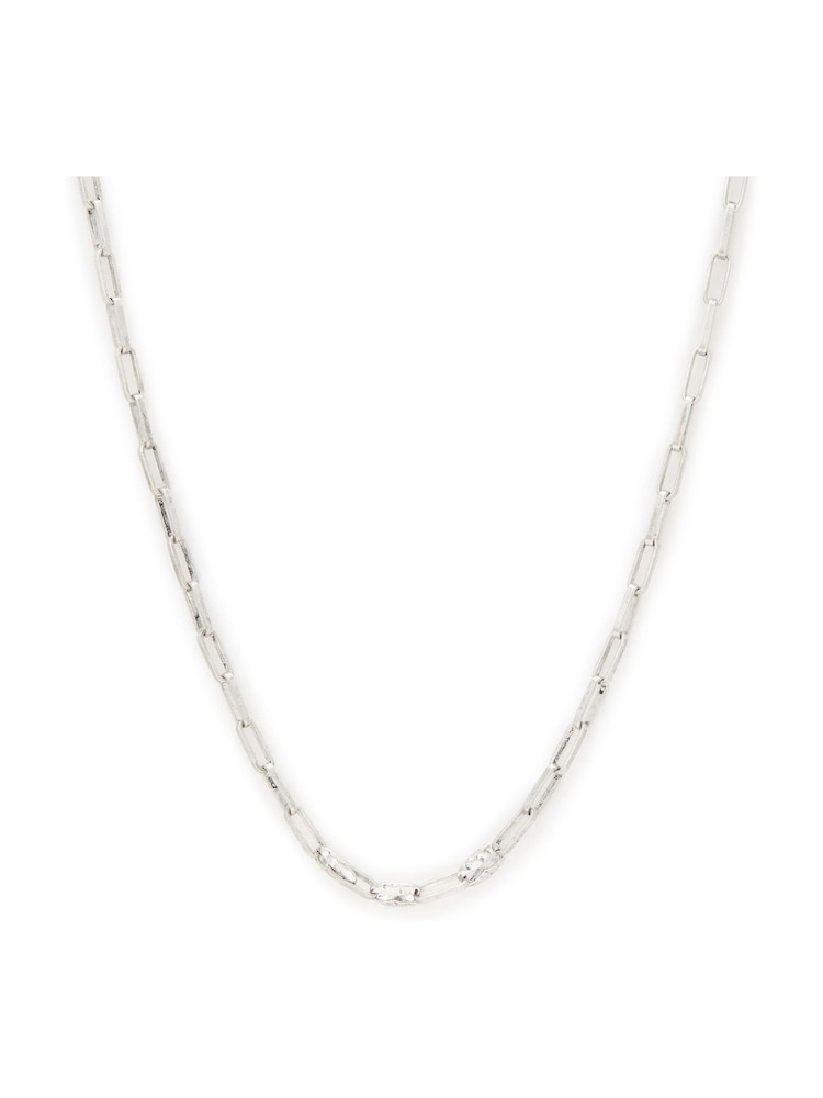 AllSaints Silver Tone Mens Hammered Link Necklace - Image 2 of 5