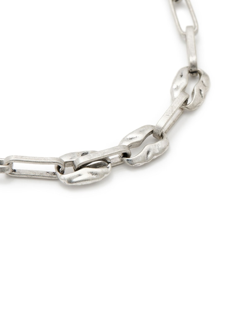 AllSaints Silver Tone Mens Hammered Link Necklace - Image 5 of 5