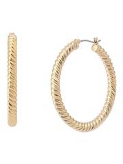 AllSaints Gold Tone Rope Chain Hoop Earrings - Image 1 of 4