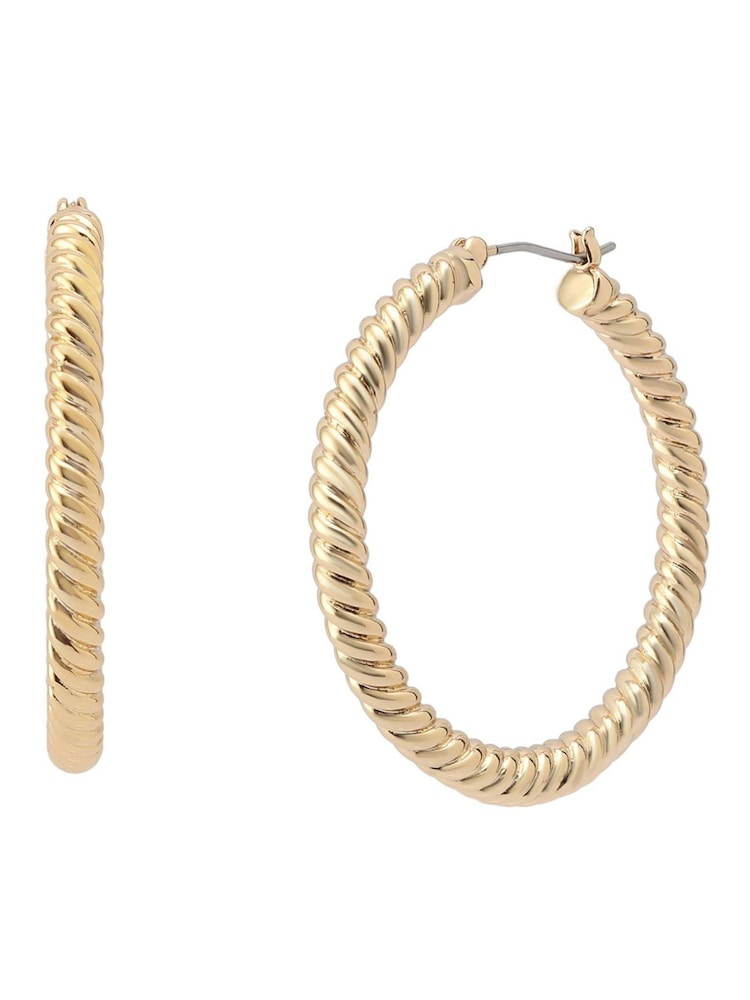 AllSaints Gold Tone Rope Chain Hoop Earrings - Image 1 of 4