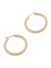 AllSaints Gold Tone Rope Chain Hoop Earrings - Image 3 of 4