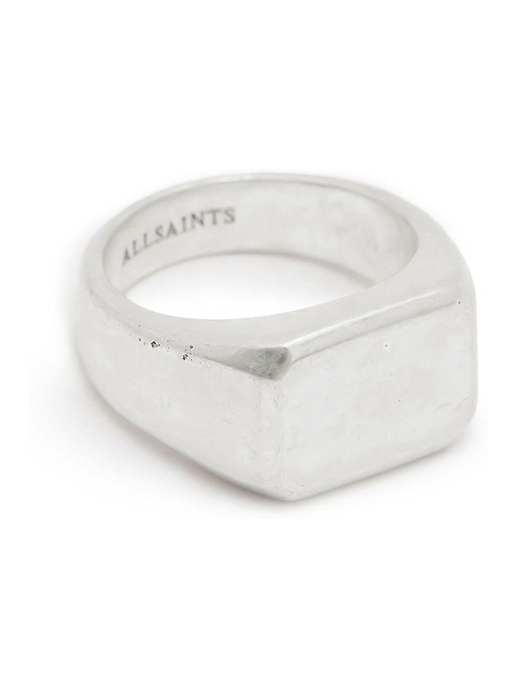 AllSaints Silver Tone Mens Chunky Hexagon Signet Ring - Image 1 of 6 AllSaints Silver Tone Mens Chunky Hexagon Signet Ring - Image 1 of 6