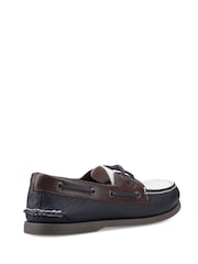 Sperry White/Navy/Black Authentic Original 2 Eye Boat Shoes - Image 5 of 7