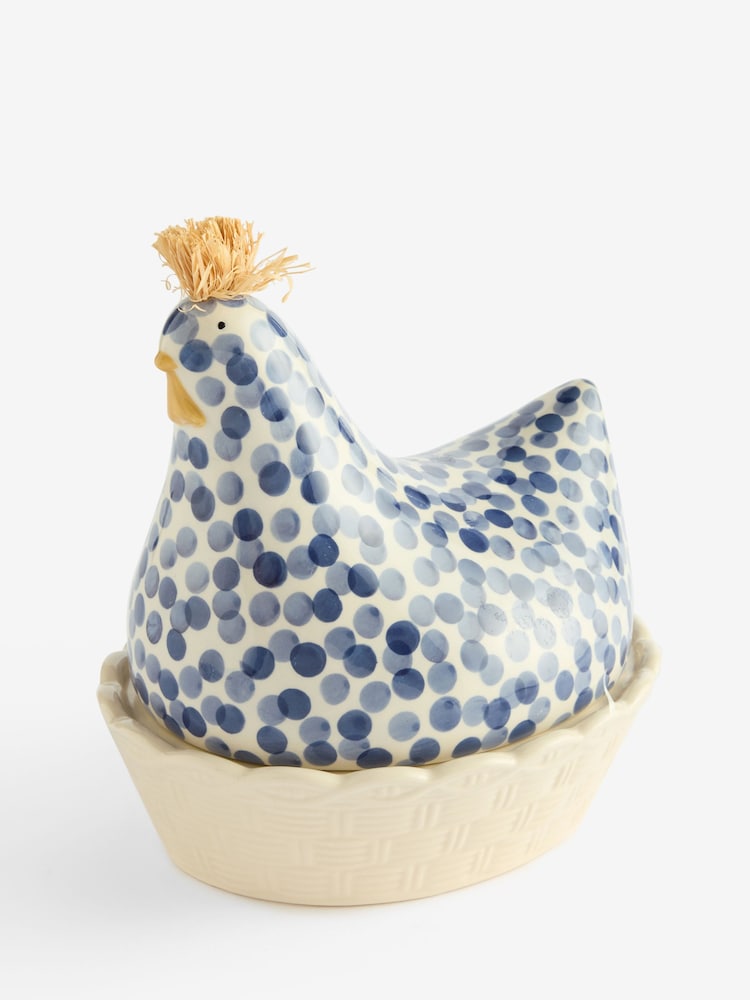 Blue Ceramic Chicken Egg House - Image 1 of 1 Blue Ceramic Chicken Egg House - Image 1 of 1