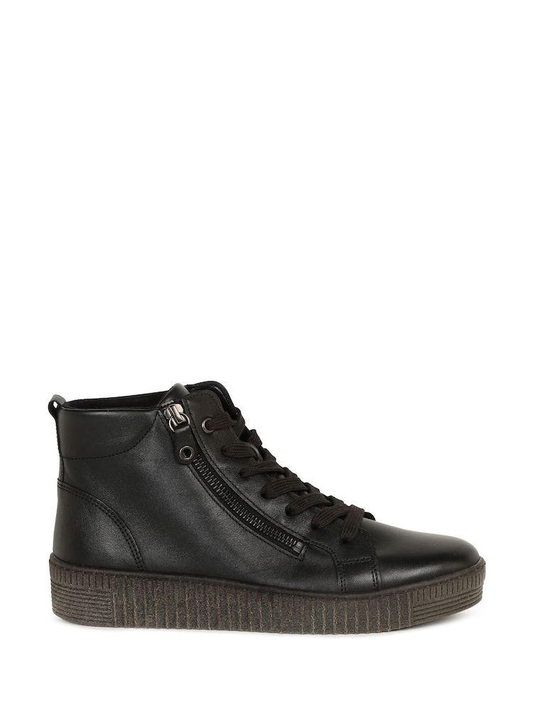 Gabor Lake Leather Hi-Top Black Trainers - Image 1 of 5