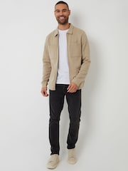 Natural - Threadbare Pique Zip Through Shacket - Imagen 1 de 4
