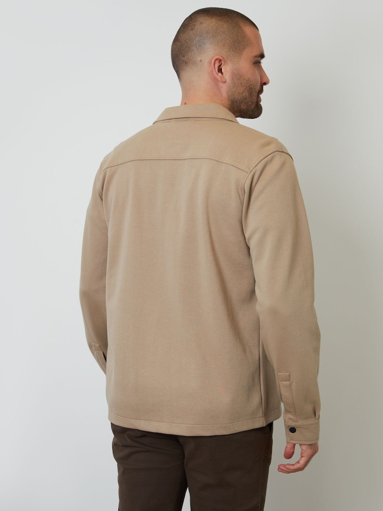 Threadbare Natural Pique Popper Fastening Shacket - Image 2 of 4