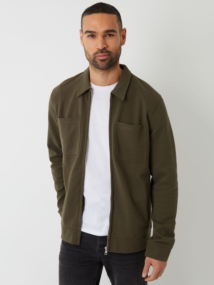 Verde - Threadbare Pique Zip Through Shacket - Imagen 1 de 4