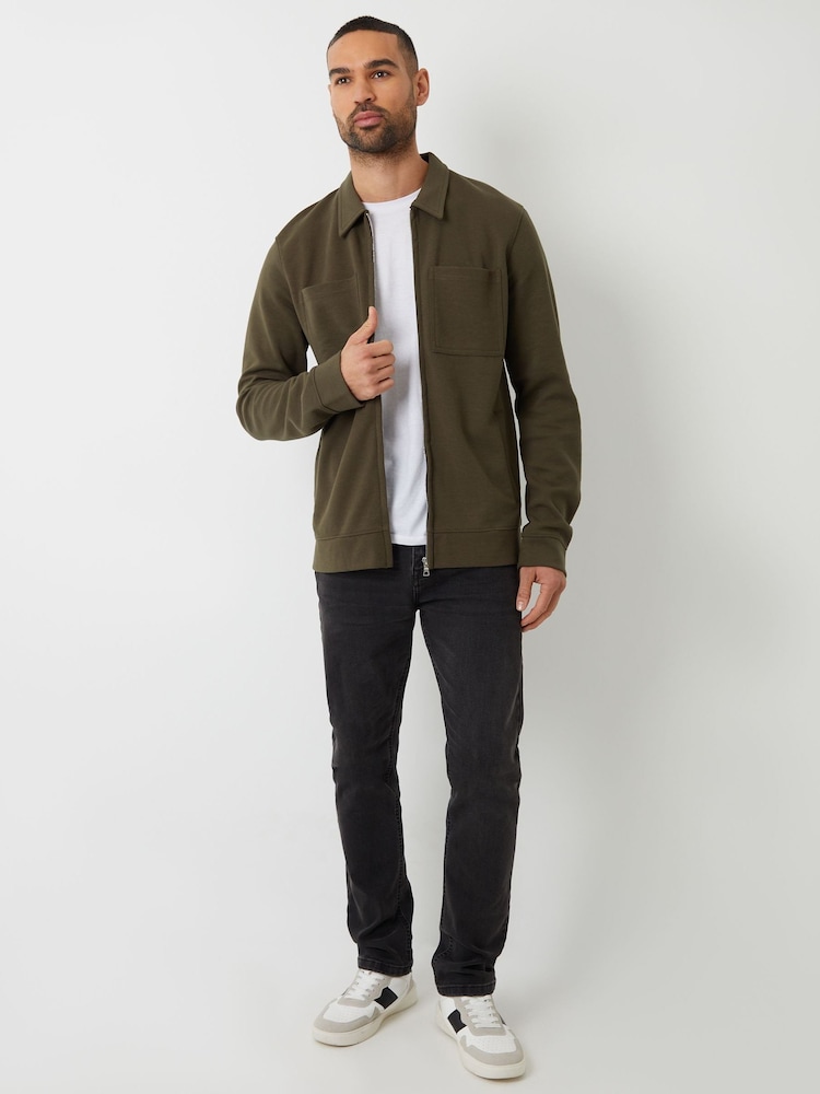 Verde - Threadbare Pique Zip Through Shacket - Imagen 2 de 4
