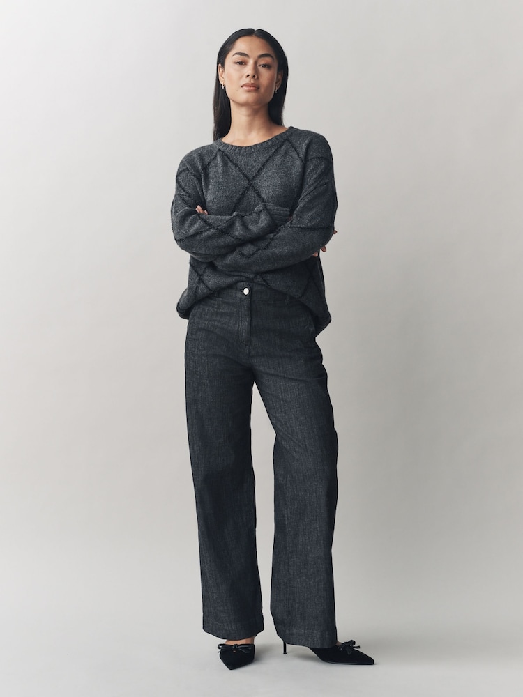 Laura Ashley Dark Grey Wide Leg Jeans - Image 1 of 9 Laura Ashley Dark Grey Wide Leg Jeans - Image 1 of 9