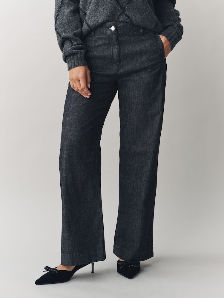 Laura Ashley Dark Grey Wide Leg Jeans - Image 2 of 9 Laura Ashley Dark Grey Wide Leg Jeans - Image 2 of 9