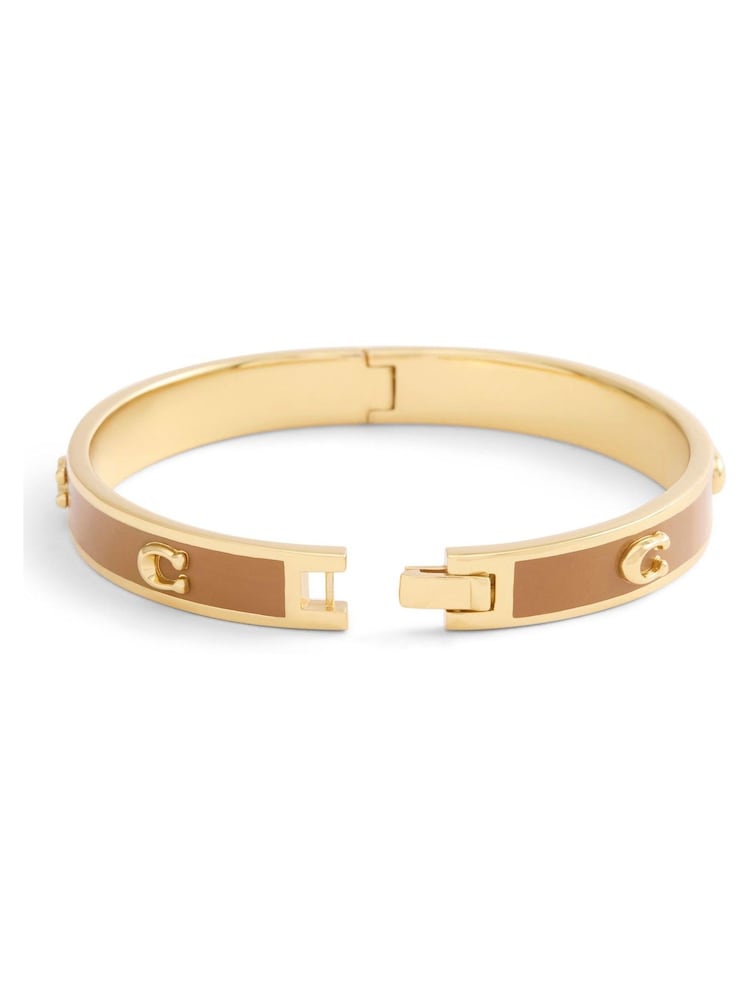 COACH Gold Tone Signature C Enamel Bangle Bracelet - Image 5 of 5