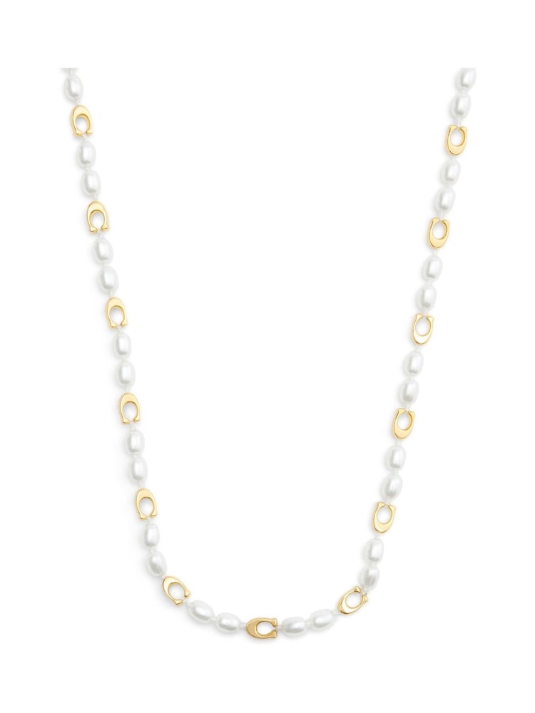 COACH Gold Tone Signature Heritage Pearl Collar Necklace - Image 2 of 3