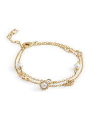 COACH Gold Tone Signature Heritage Pearl Charm Double Strand Bracelet - Image 2 of 4