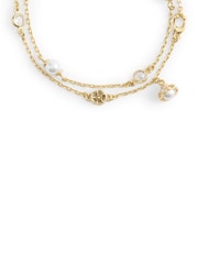 COACH Gold Tone Signature Heritage Pearl Charm Double Strand Bracelet - Image 3 of 4
