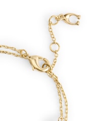 COACH Gold Tone Signature Heritage Pearl Charm Double Strand Bracelet - Image 4 of 4