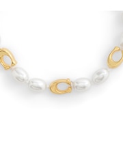 COACH Gold Tone Signature Heritage Pearl Strand Bracelet - Image 3 of 4