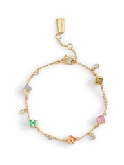 COACH Gold Tone Signature Logo Enamel Cube Strand Bracelet - Image 1 of 4