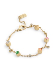 COACH Gold Tone Signature Logo Enamel Cube Strand Bracelet - Image 2 of 4