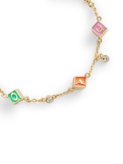 COACH Gold Tone Signature Logo Enamel Cube Strand Bracelet - Image 3 of 4