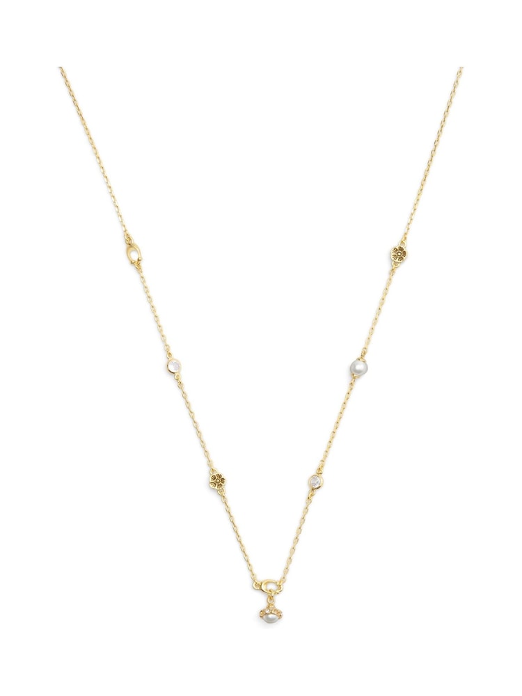 COACH Gold Tone Signature Heritage Pearl Charm Strand Necklace - Image 2 of 3