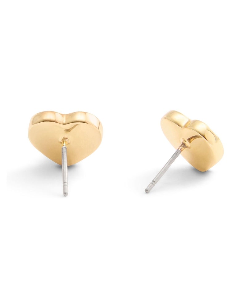 COACH Gold Tone Signature Quilted Heart Bag Stud Earrings - Image 3 of 3