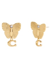 COACH Gold Tone Signature Heritage Butterfly Earrings - Image 1 of 3