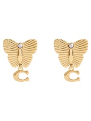 COACH Gold Tone Signature Heritage Butterfly Earrings - Image 2 of 3