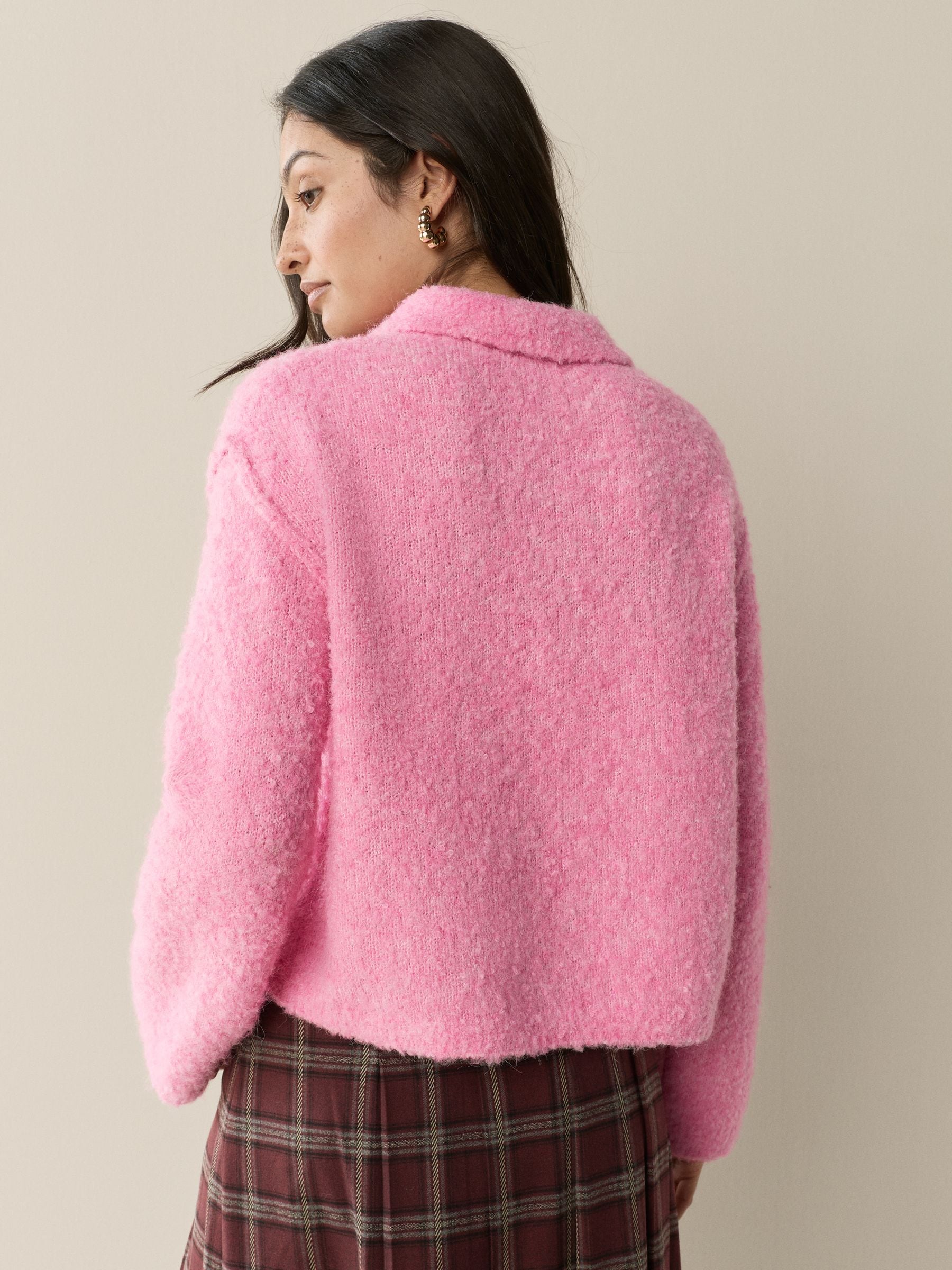 Buy Bright Pink Boucle Long Sleeve Polo Jumper from Next USA
