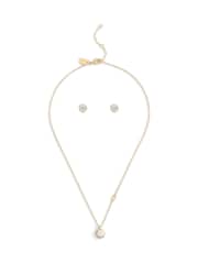 COACH Gold Tone Stone Necklace & Earrings Boxed Jewelry Set - Image 1 of 6