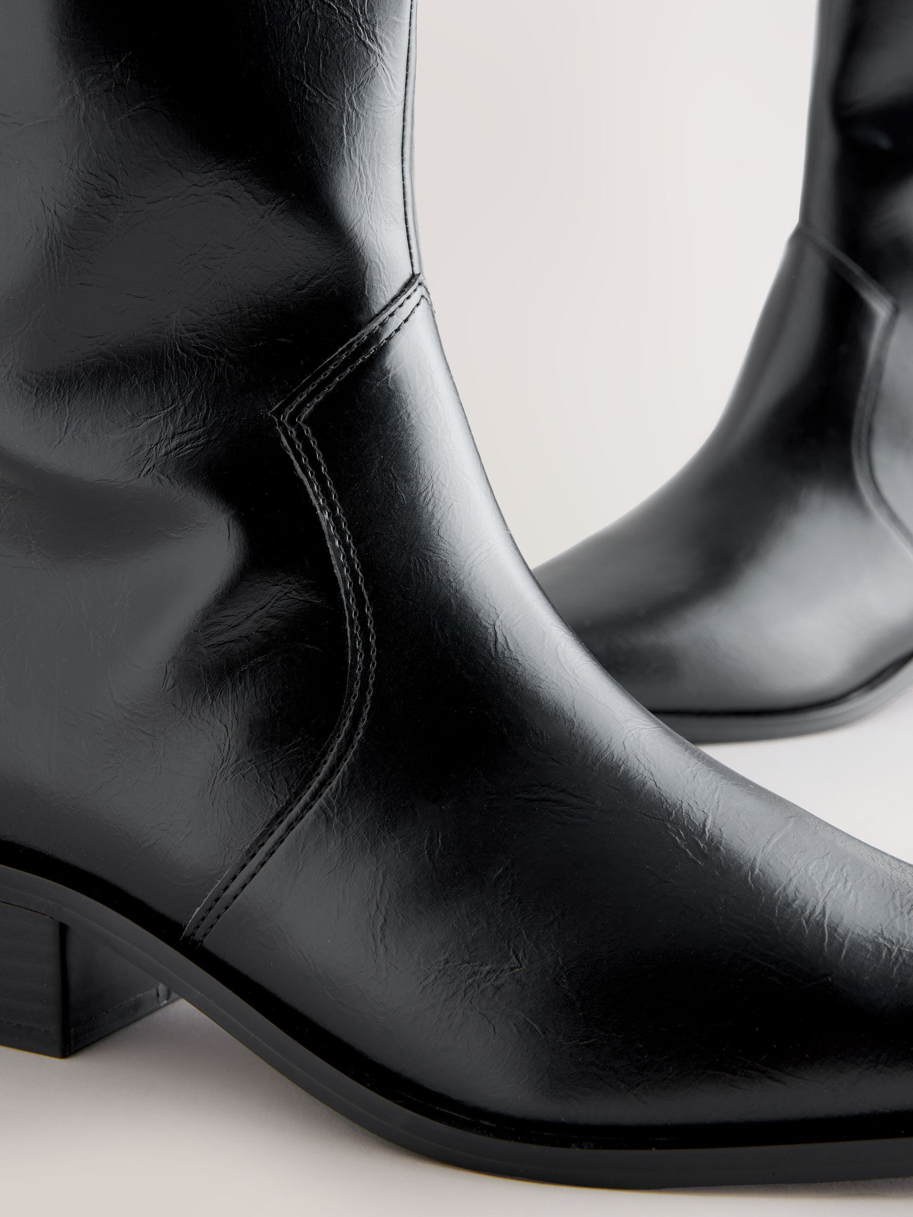 Buy Black Crinkle Texture Forever Comfort® Chisel Toe Knee High