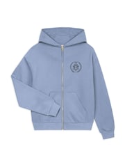Chelsea Peers Blue 100% Cotton Embroidered Logo Zip Up Hoodie - Image 2 of 3