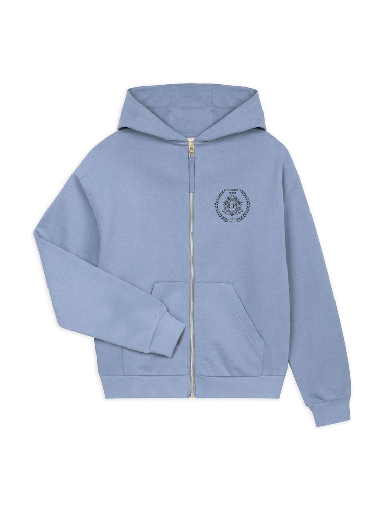 Chelsea Peers Blue 100% Cotton Embroidered Logo Zip Up Hoodie - Image 2 of 3