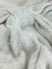 Light Grey Off Shoulder Bow Jumper With Sequins - Image 6 of 7