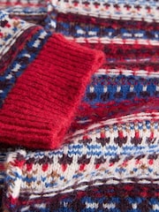 Red Stand Neck Fairisle Pattern Stitch Knitted Jumper - Image 2 of 3
