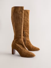 Tan Brown Standard/Wide Fit Forever Comfort® Round Toe Knee High Sock Boots - Image 2 of 8